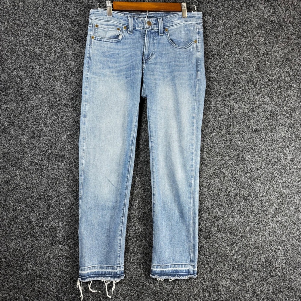 Vineyard Vines Jamie High Rise Straight Leg Jeans Light Wash Raw Hem size 10
